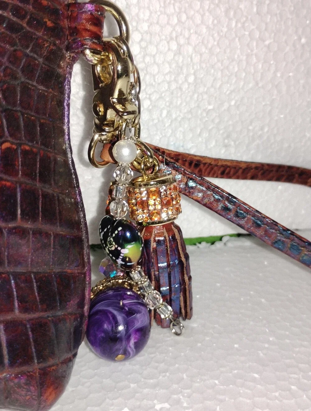 Brahmin Clutch Baguette Demi Bag Dragon Style Iridescent